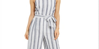 Macacão feminino listrado com cinto Charter Club - cinza, tamanho 18