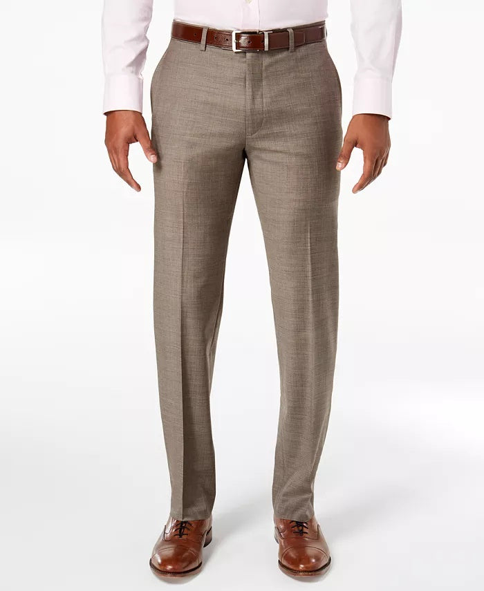 Calça de terno Tommy Hilfiger Modern Fit Th Flex Stretch Masculina Bege Tamanho 33X30