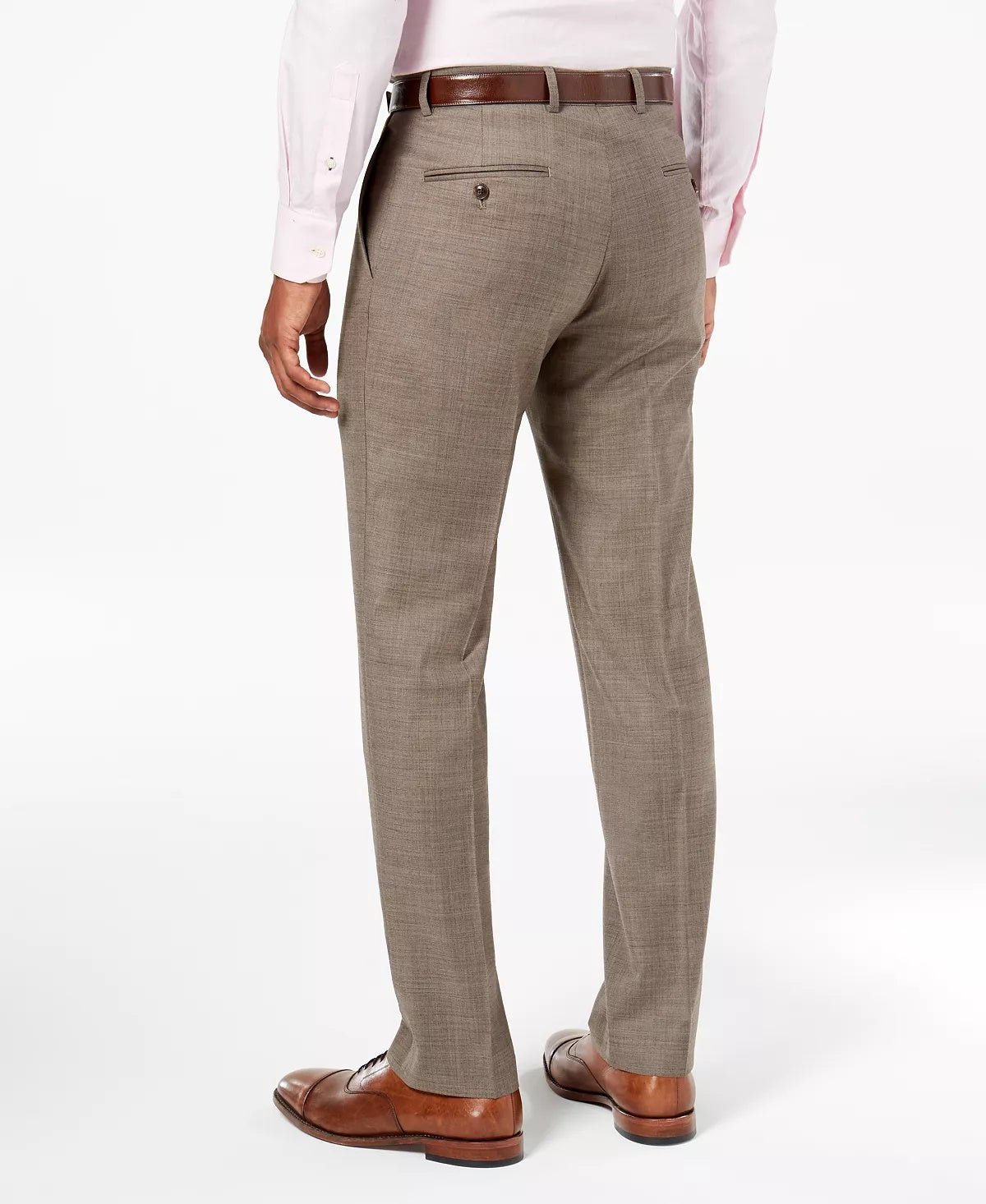 Calça de terno Tommy Hilfiger Modern Fit Th Flex Stretch Masculina Bege Tamanho 33X30