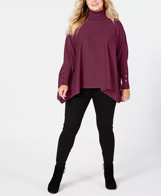 Poncho de gola alta Alfani feminino plus size vermelho tamanho 0X