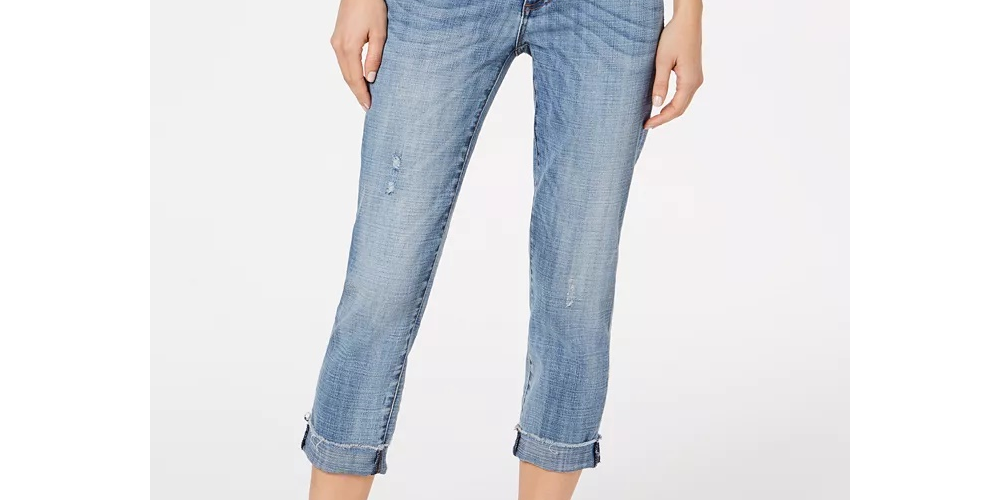 Calça jeans curta feminina Kut From The Kloth Amy Cuffed, azul, tamanho 2