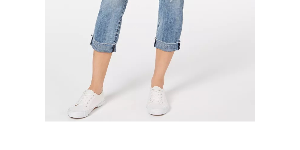 Calça jeans curta feminina Kut From The Kloth Amy Cuffed, azul, tamanho 2