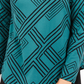 JM Collection Top feminino estampado de gola alta, tamanho médio, verde