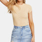 Camiseta feminina listrada de manga curta e gola redonda Free People, rosa, tamanho grande