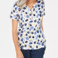 Karen Scott Blusa Henley Feminina Estampada Liberty Daisy Branca Tamanho Pequeno