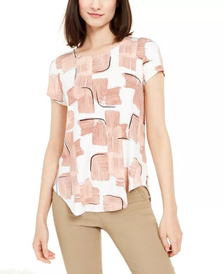 Camiseta feminina estampada Alfani vermelha tamanho X-Large