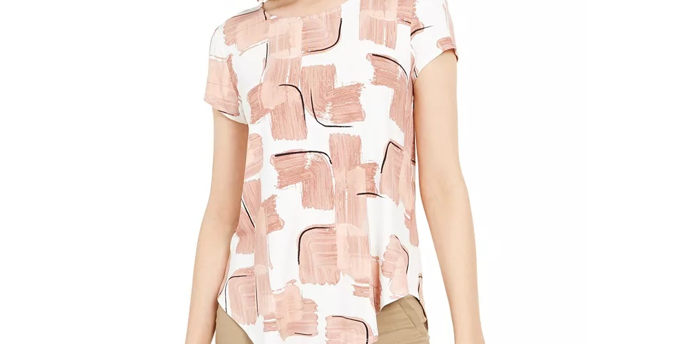 Camiseta feminina estampada Alfani vermelha tamanho X-Large