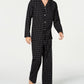 Conjunto de pijama de flanela xadrez masculino Club Room, preto, tamanho grande