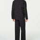 Conjunto de pijama de flanela xadrez masculino Club Room, preto, tamanho grande
