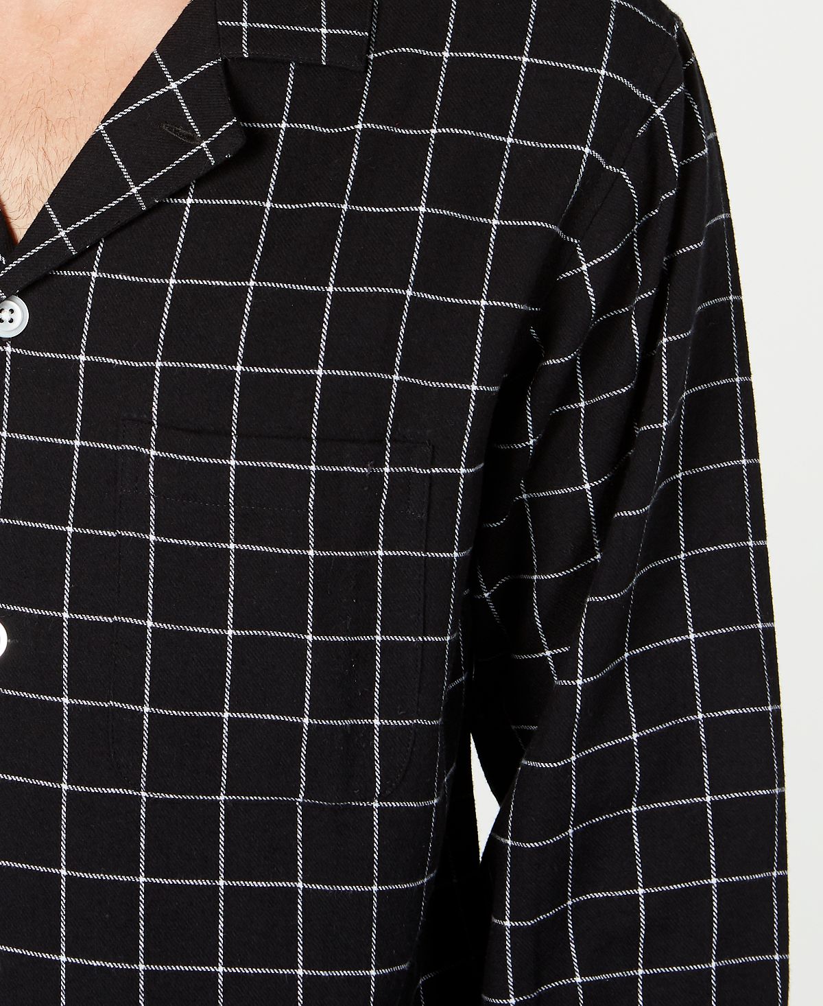 Conjunto de pijama de flanela xadrez masculino Club Room, preto, tamanho grande
