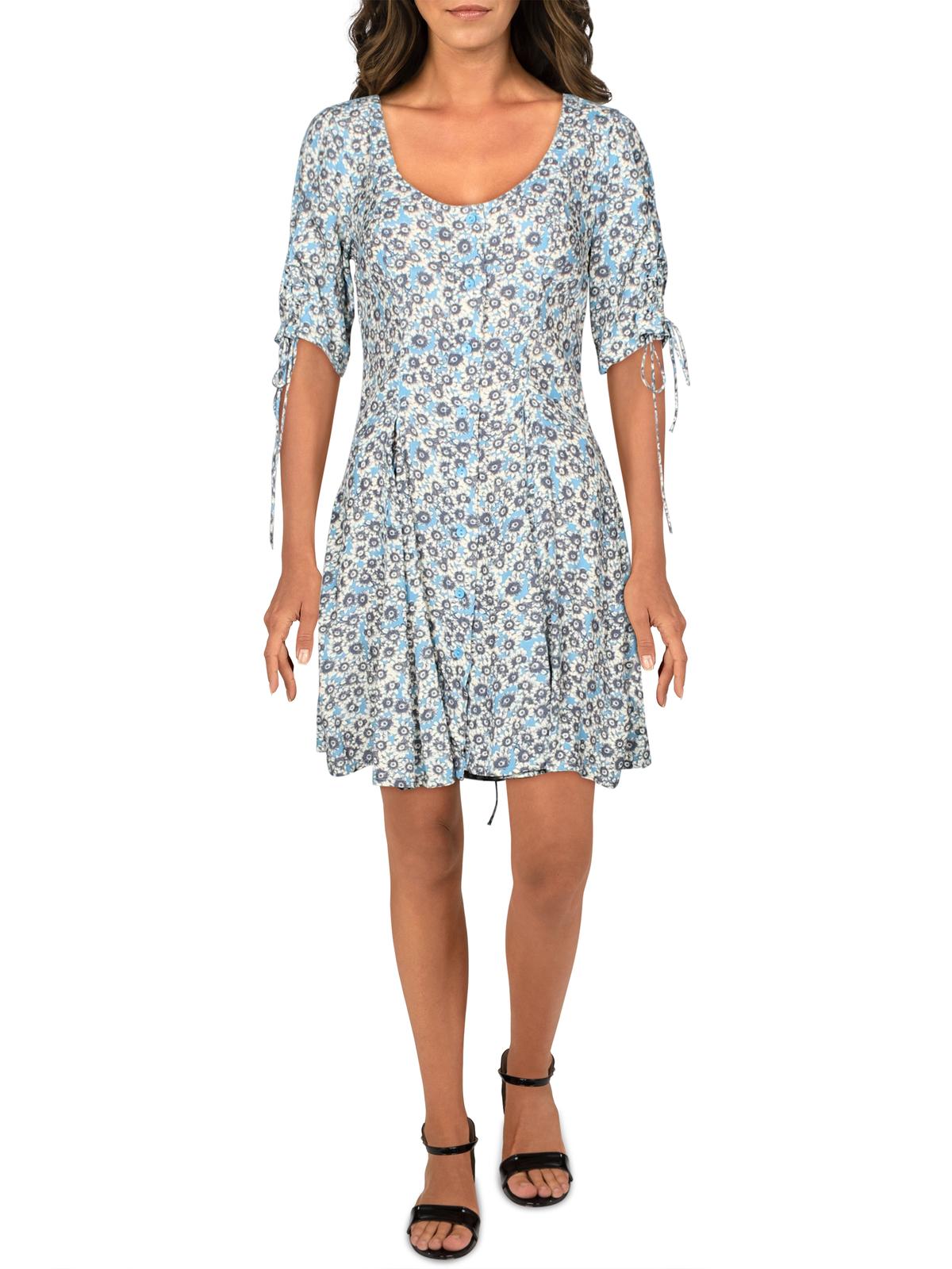 Vestido curto feminino com estampa floral e cadarço Free People, branco, tamanho pequeno