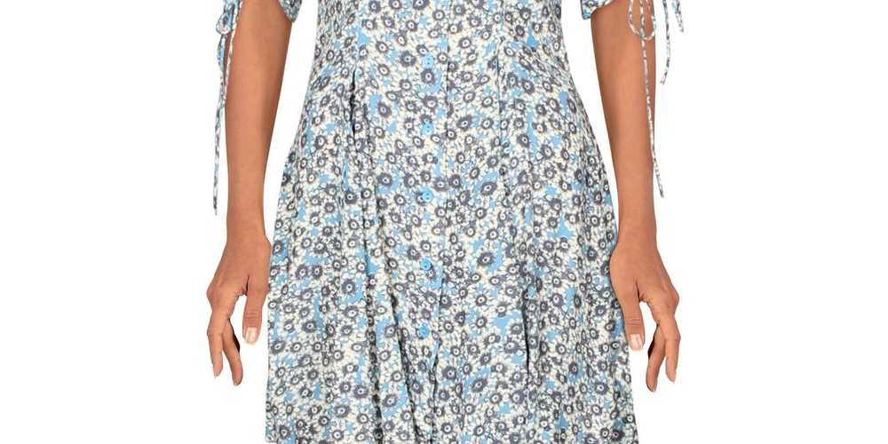 Vestido curto feminino com estampa floral e cadarço Free People, branco, tamanho pequeno