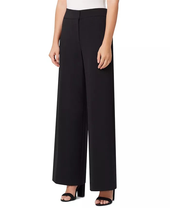 Calça social feminina Rachel Roy de crepe com pernas largas, preta, tamanho 0, pequena
