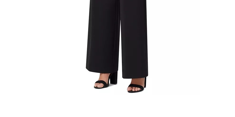Calça social feminina Rachel Roy de crepe com pernas largas, preta, tamanho 0, pequena