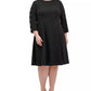 Vestido Tommy Hilfiger Feminino Plus Size com Mangas Botões e Ajuste Flare, Preto, Tamanho 20W