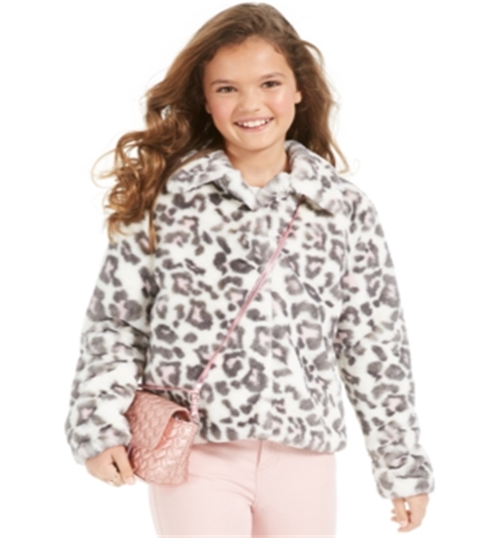 Jaqueta de pele sintética de leopardo da neve Epic Threads Big Girl, branca, tamanho G