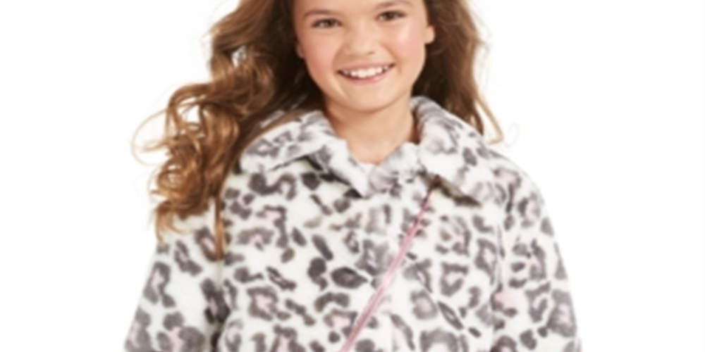 Jaqueta de pele sintética de leopardo da neve Epic Threads Big Girl, branca, tamanho G