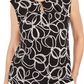Blusa feminina Kasper com decote em V e manga curta bordada, tamanho XS