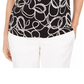 Blusa feminina Kasper com decote em V e manga curta bordada, tamanho XS
