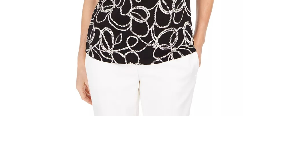 Blusa feminina Kasper com decote em V e manga curta bordada, tamanho XS