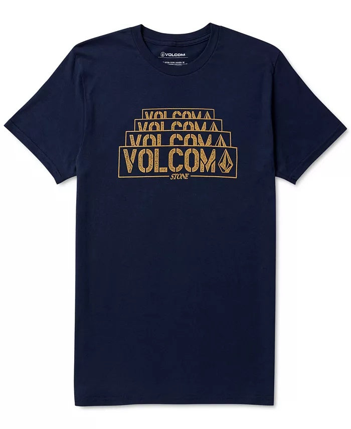 Camiseta Volcom Masculina Stacked Logo Azul Tamanho P