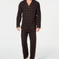 Pijama de flanela xadrez masculino Club Room, preto, tamanho médio