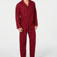Pijama de flanela xadrez masculino Club Room vermelho tamanho grande
