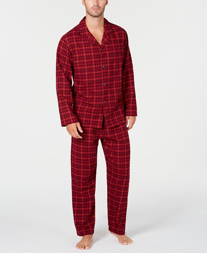 Pijama de flanela xadrez masculino Club Room vermelho tamanho grande