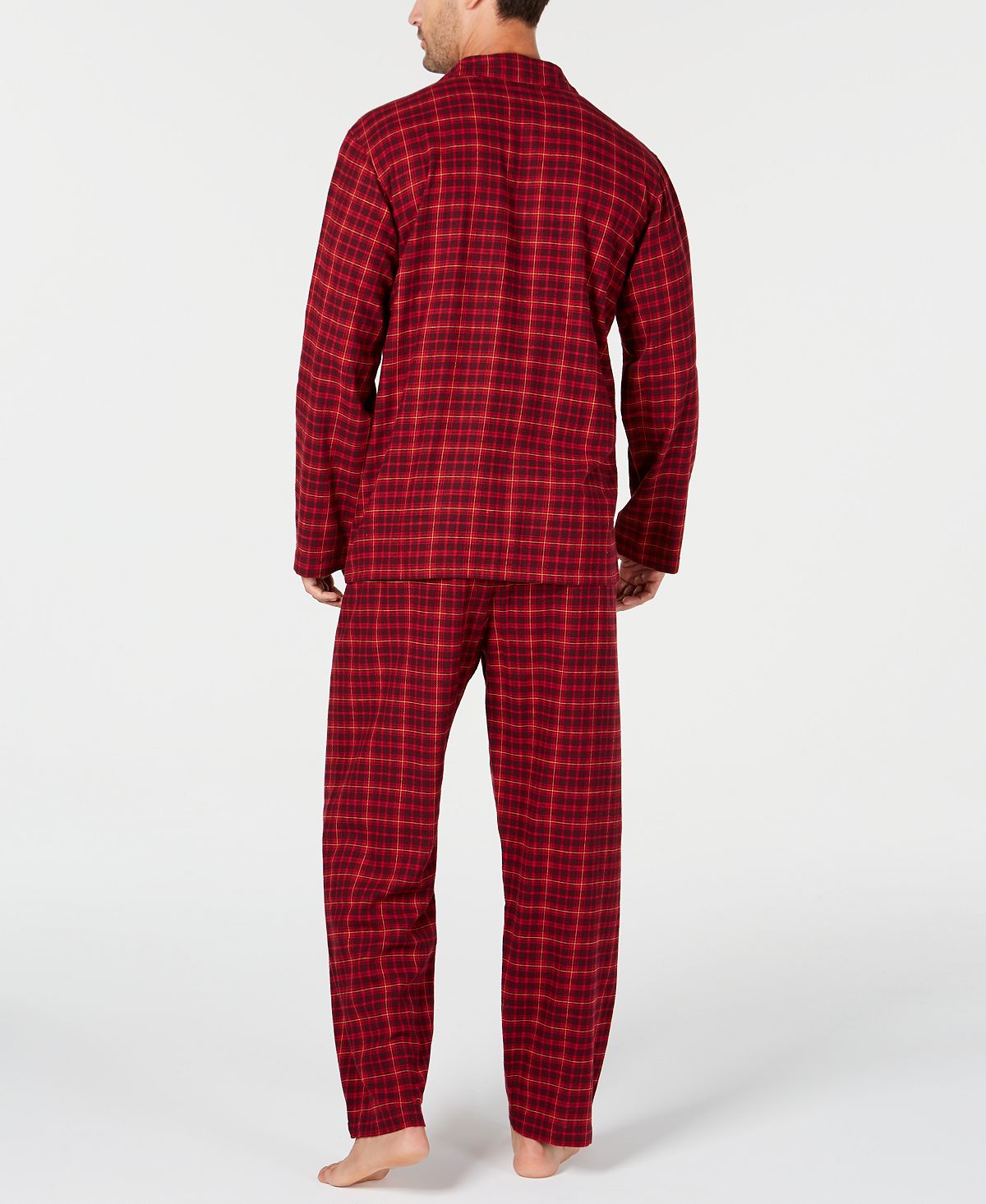 Pijama de flanela xadrez masculino Club Room vermelho tamanho grande