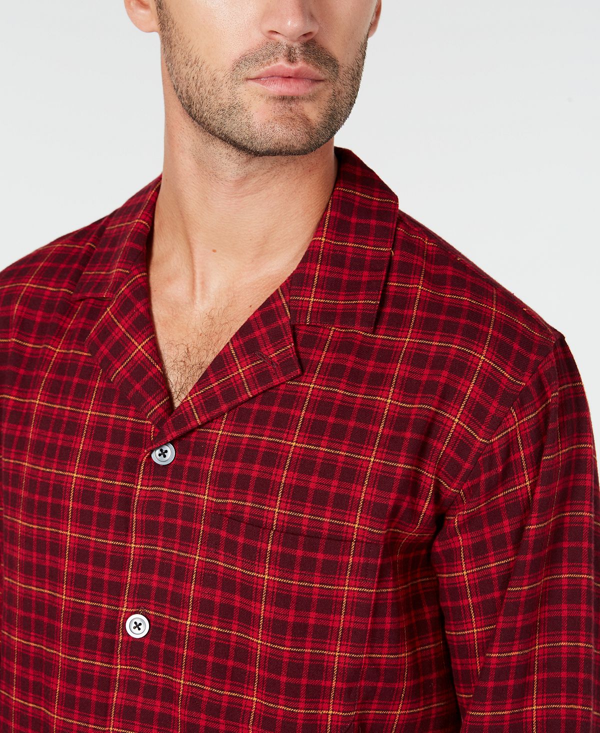 Pijama de flanela xadrez masculino Club Room vermelho tamanho grande