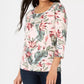 Karen Scott Blusa Feminina Estampa de Palmeira Manga 3/4 Rosa Tamanho P