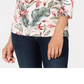 Karen Scott Blusa Feminina Estampa de Palmeira Manga 3/4 Rosa Tamanho P
