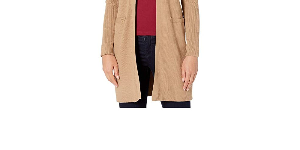 Cardigan longo canelado feminino Ralph Lauren, bege, tamanho extragrande
