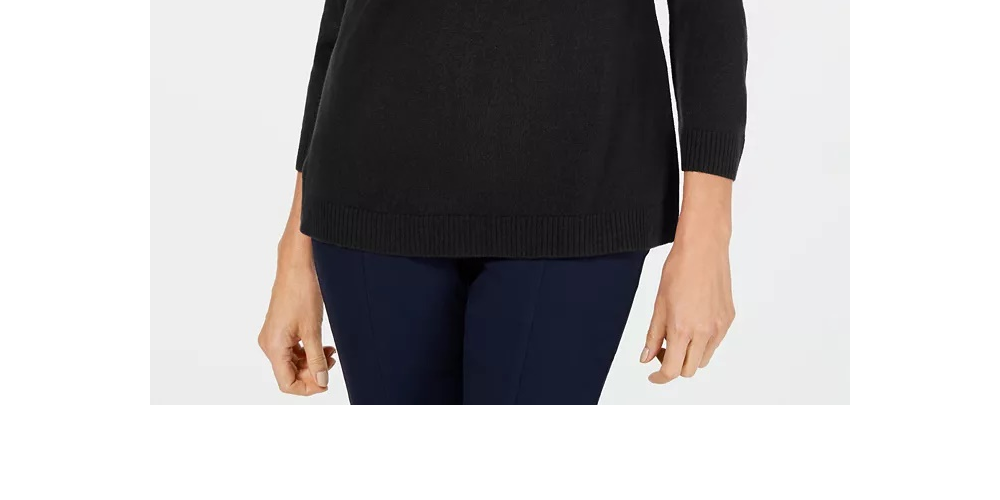 Karen Scott Suéter Luxsoft com decote em V para mulheres, azul, tamanho pequeno