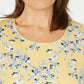 Blusa feminina Karen Scott estampada manga comprida amarela tamanho P