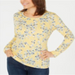 Blusa feminina Karen Scott estampada manga comprida amarela tamanho P