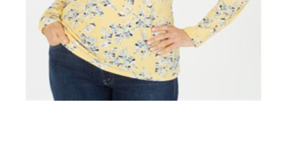 Blusa feminina Karen Scott estampada manga comprida amarela tamanho P