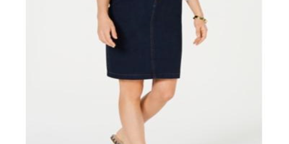 Saia jeans feminina Charter Club com controle de barriga, azul, tamanho 14