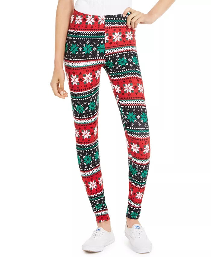 Leggings femininas estampadas para festas Planet Gold, tamanho médio, vermelhas