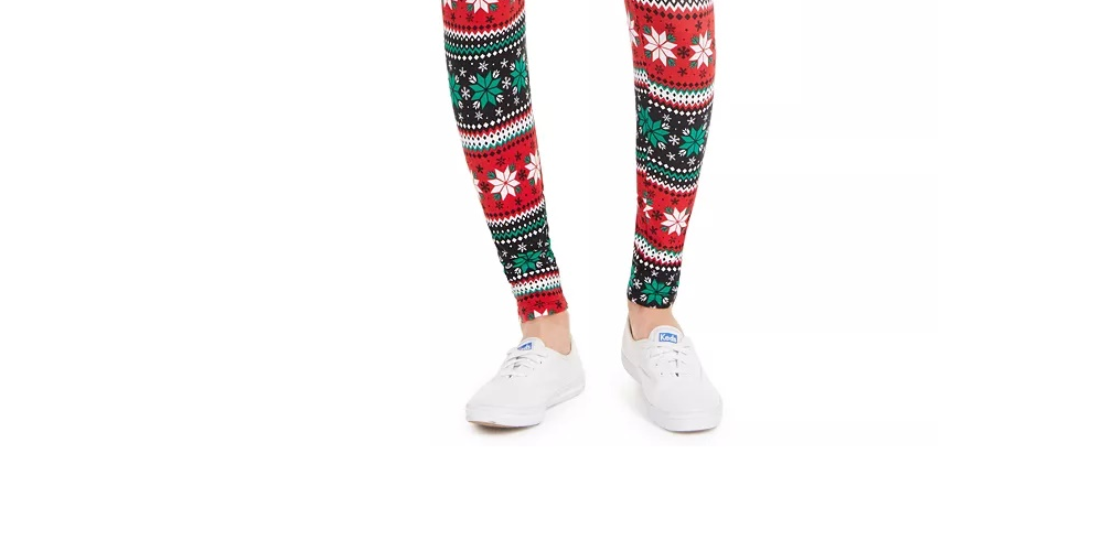 Leggings femininas estampadas para festas Planet Gold, tamanho médio, vermelhas