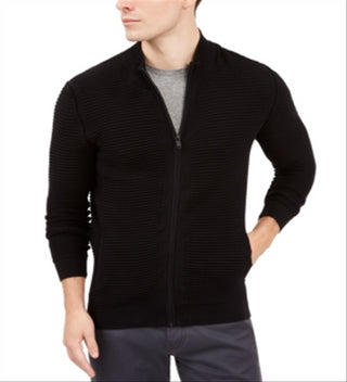 Cardigan Alfani Masculino com Zíper Frontal e Textura Jet, Preto, Tamanho XXG