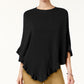 Poncho assimétrico com babados feminino Karen Scott, preto, tamanho P