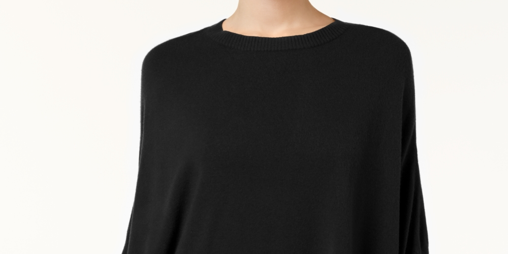 Poncho assimétrico com babados feminino Karen Scott, preto, tamanho P