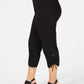 Calça curta feminina JM Collection Plus com bainha franzida, preta, tamanho 24W