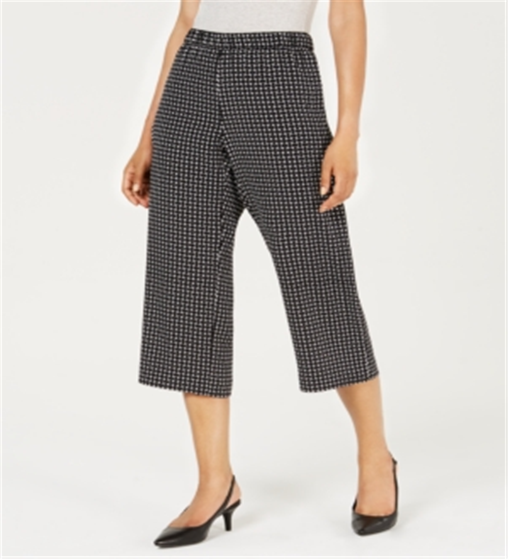 Calças estampadas femininas Alfani pretas tamanho pequeno extragrande