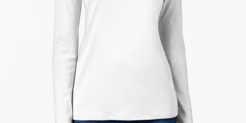 Camiseta feminina de manga comprida em algodão Pima Charter Club, branca, tamanho X-G
