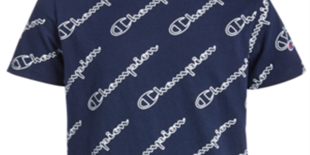 Camiseta manga curta Champion Little Boy's Open Script azul marinho tamanho 7