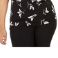 Blusa feminina Calvin Klein Plus com estampa, gola plissada, sem mangas, preta, tamanho 3X