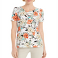 Blusa feminina com estampa floral JM Collection, branca, tamanho M