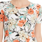 Blusa feminina com estampa floral JM Collection, branca, tamanho M